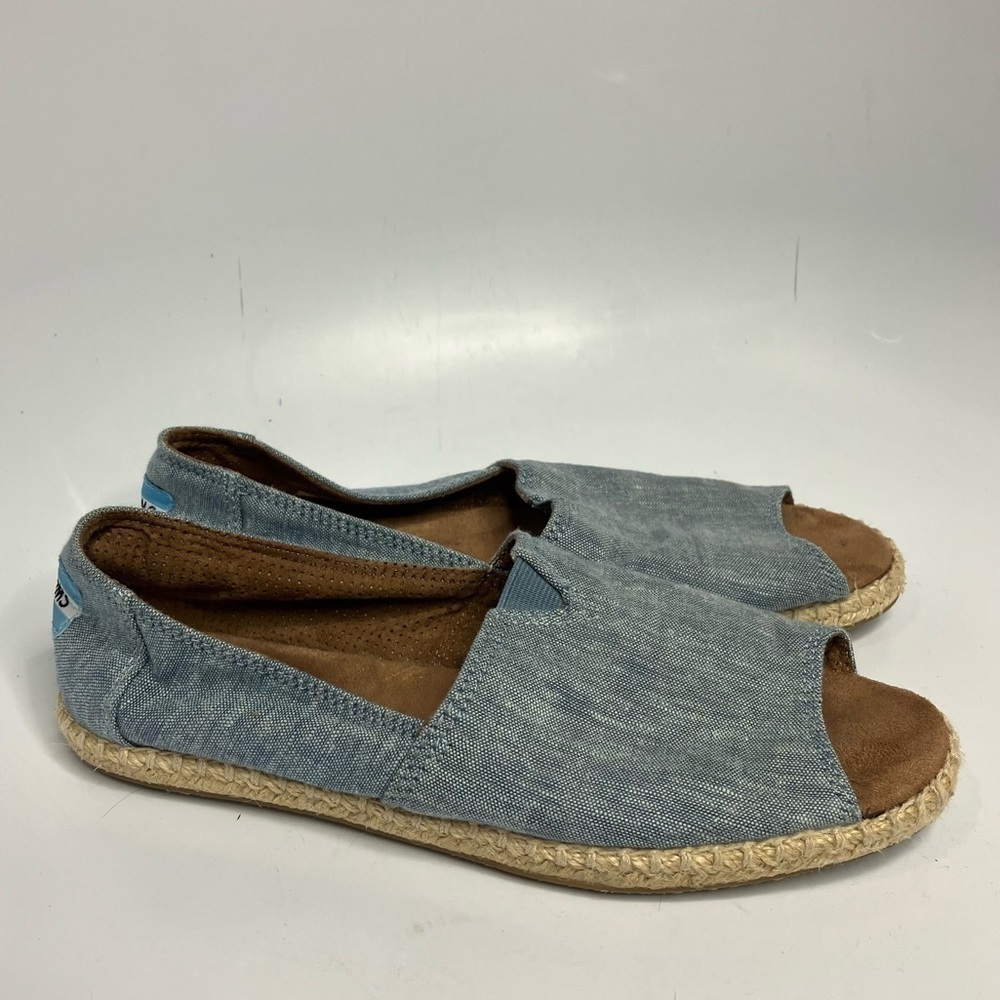 Toms‎ peep toe espadrilles chambray size 7